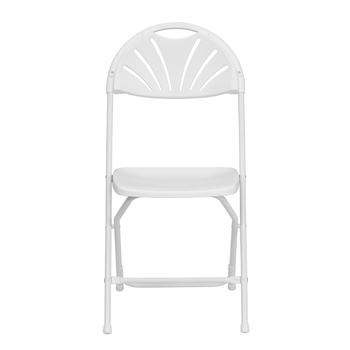 2 Pack HERCULES Series 650 lb. Capacity White Plastic Fan Back Folding Chair White 2-LE-L-4-WHITE-GG