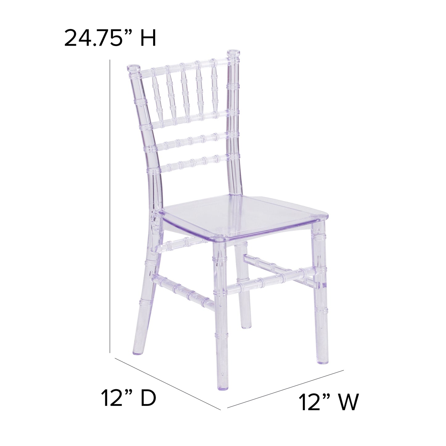 HERCULES Child Size Transparent Chiavari Chair – Durable Resin Kids Chair for Weddings, Parties & Everyday Use Clear
