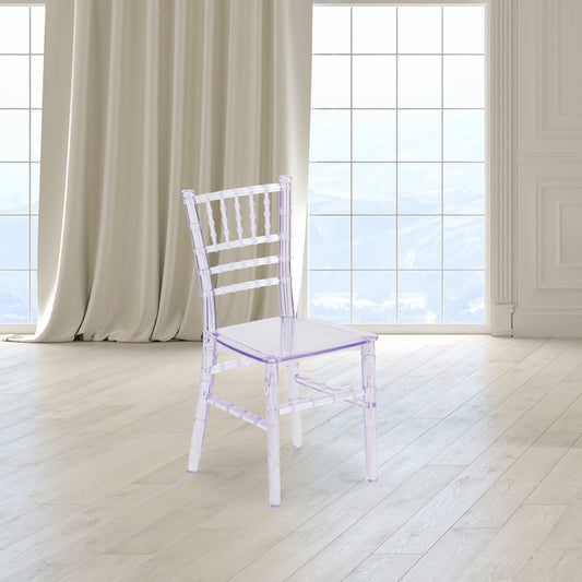 HERCULES Child Size Transparent Chiavari Chair – Durable Resin Kids Chair for Weddings, Parties & Everyday Use Clear