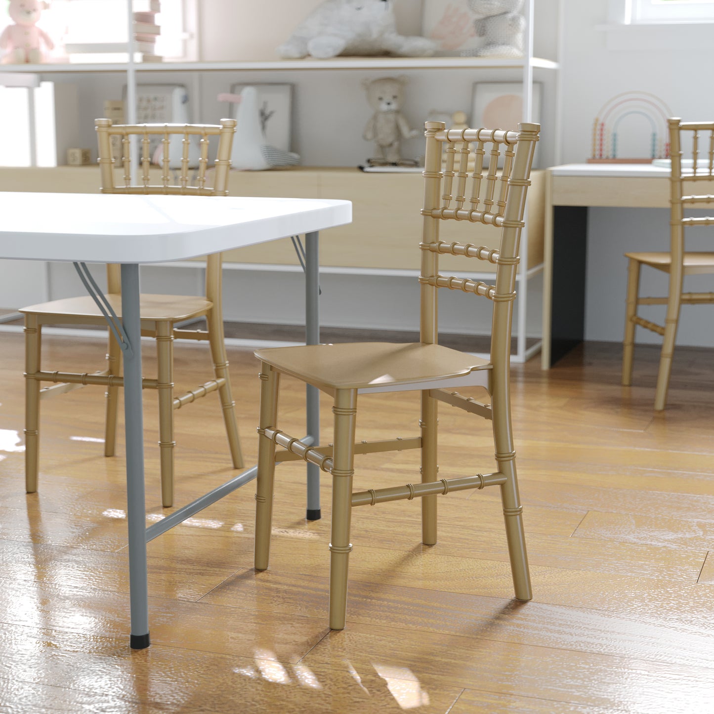 HERCULES Child Size Gold Chiavari Chair – Durable Resin Kids Chair for Weddings, Parties & Everyday Use Gold