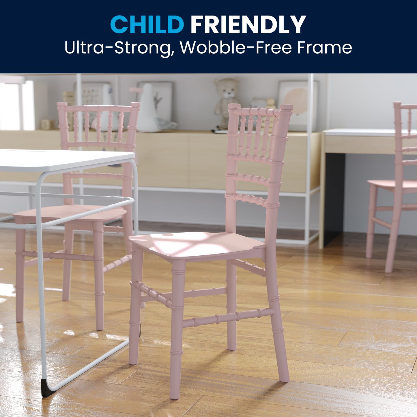 HERCULES Child Size Pink Chiavari Chair – Durable Resin Kids Chair for Weddings, Parties & Everyday Use Pink