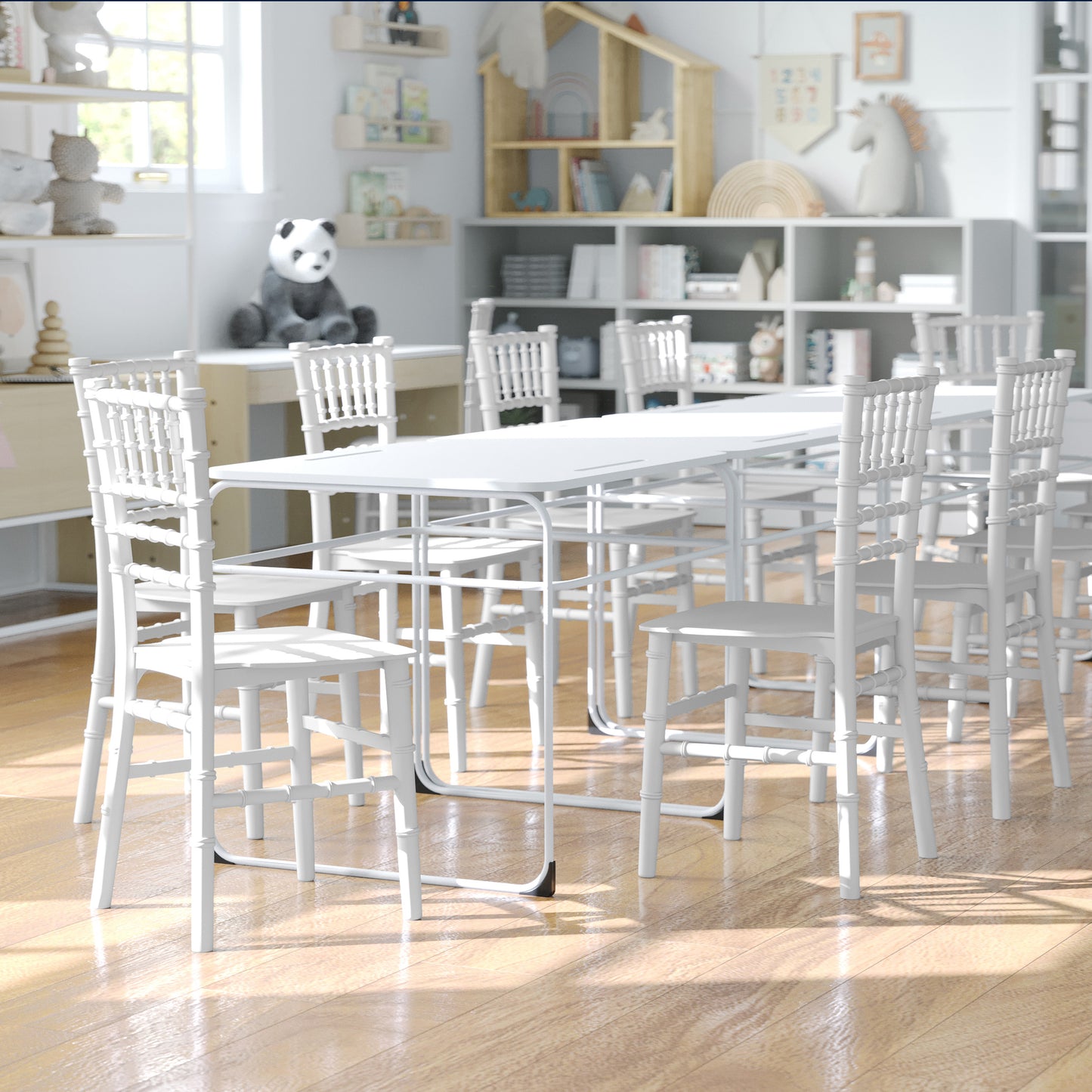 HERCULES Child Size White Chiavari Chair – Durable Resin Kids Chair for Weddings, Parties & Everyday Use White