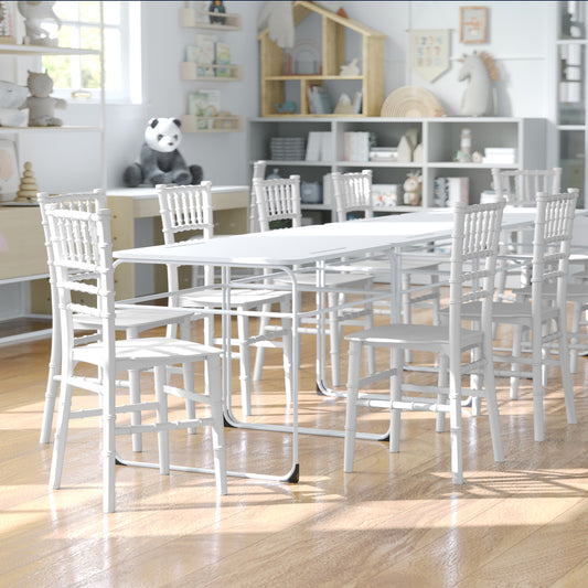 HERCULES Child Size White Chiavari Chair – Durable Resin Kids Chair for Weddings, Parties & Everyday Use White
