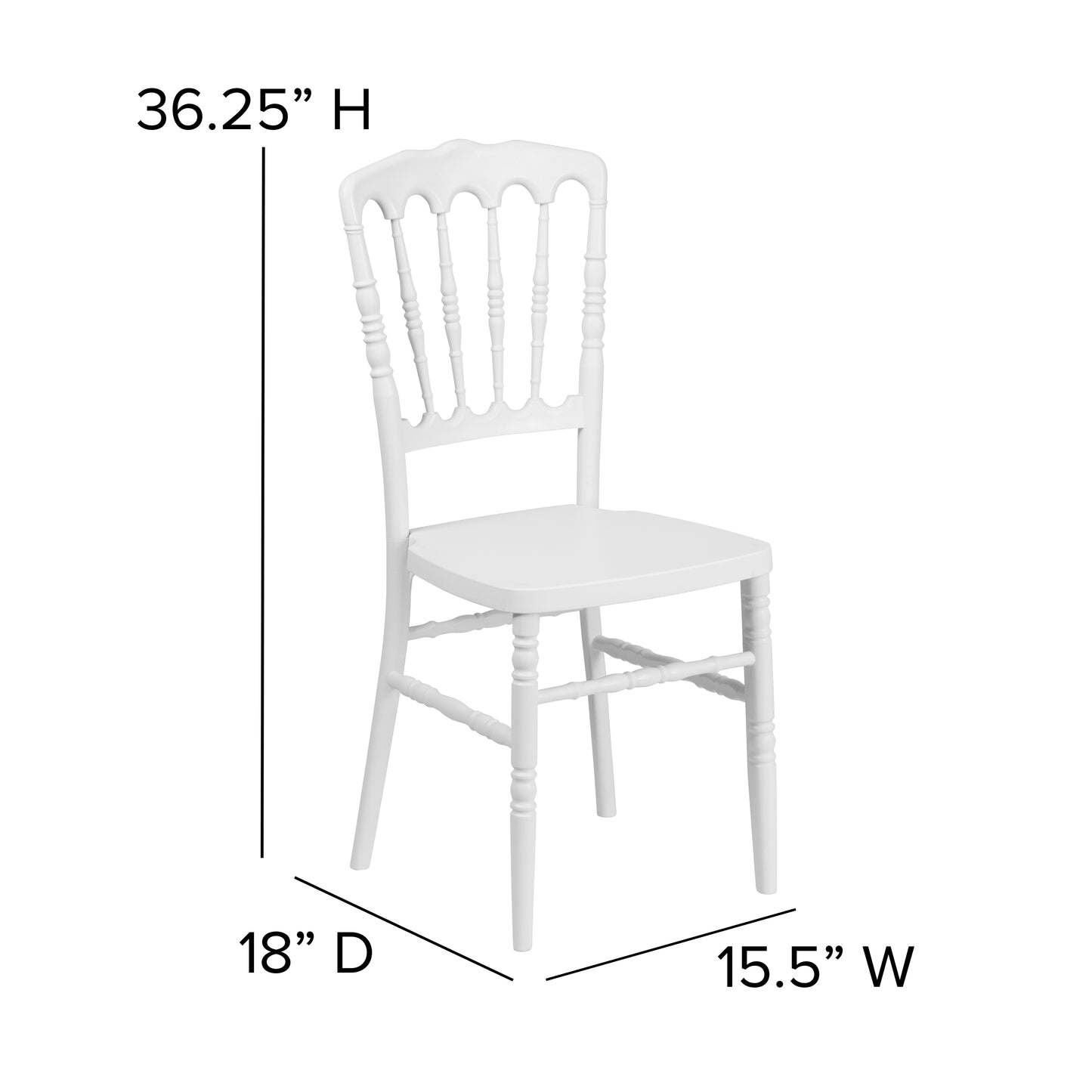 HERCULES Series White Resin Stacking Napoleon Chair White