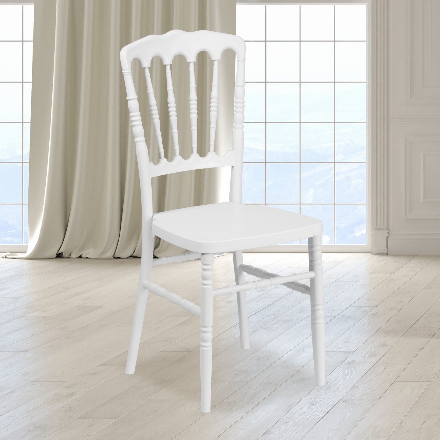 HERCULES Series White Resin Stacking Napoleon Chair White