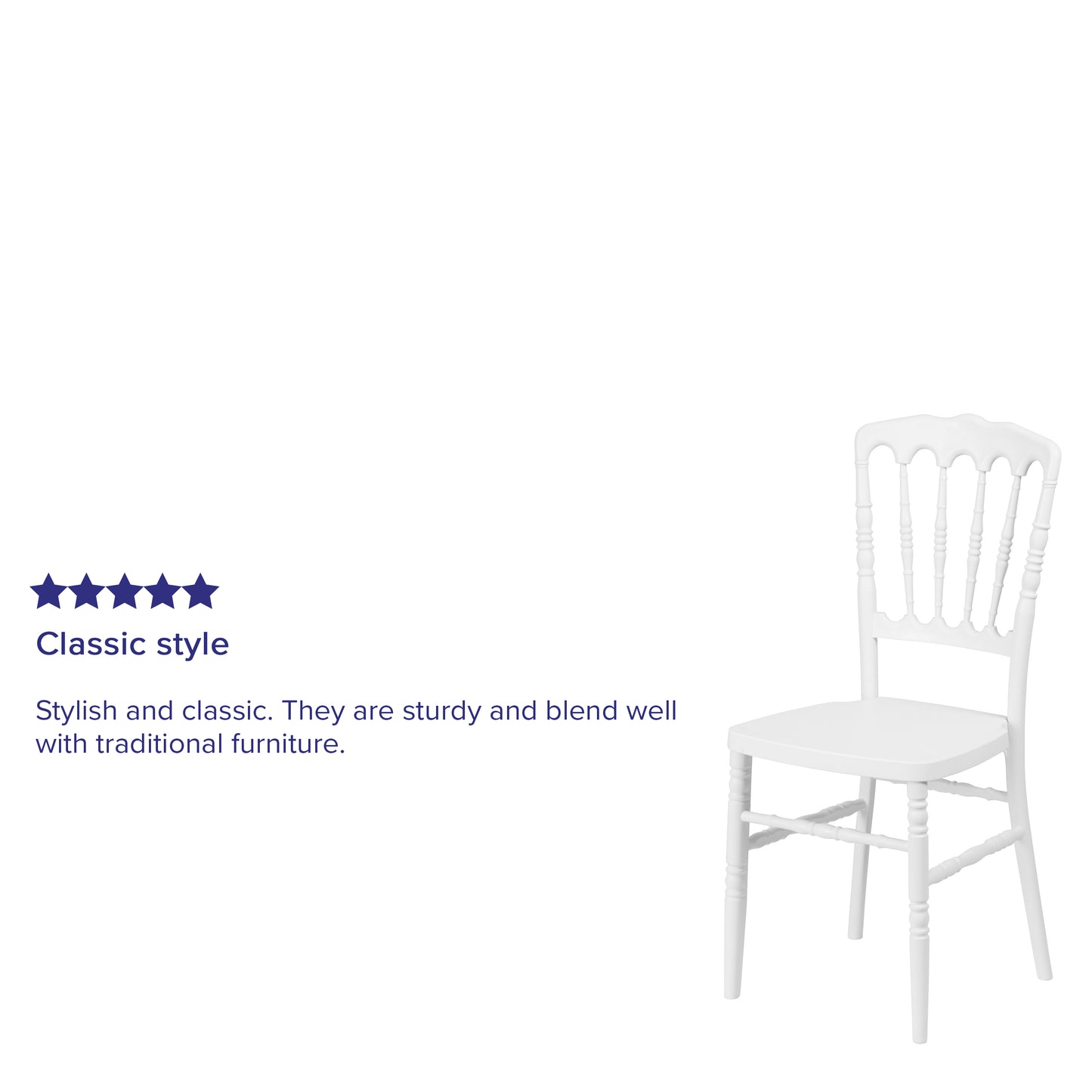 HERCULES Series White Resin Stacking Napoleon Chair White
