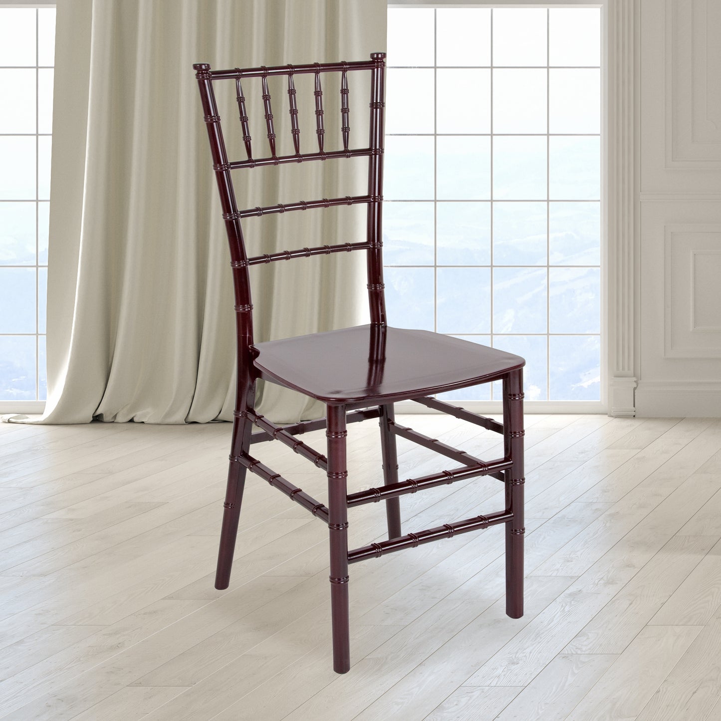 HERCULES Series Mahogany Resin Stacking Chiavari Chair Mahogany