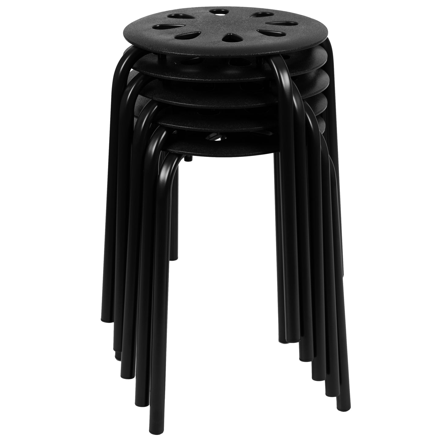 Bailey Plastic Nesting Stack Stools, 17.5"Height, Black (5 Pack) Black LE-S1-BLACK-GG