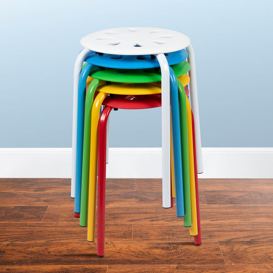 Bailey Plastic Nesting Stack Stools, 17.5"Height, Assorted Colors (5 Pack) Assorted LE-S1-MC-GG