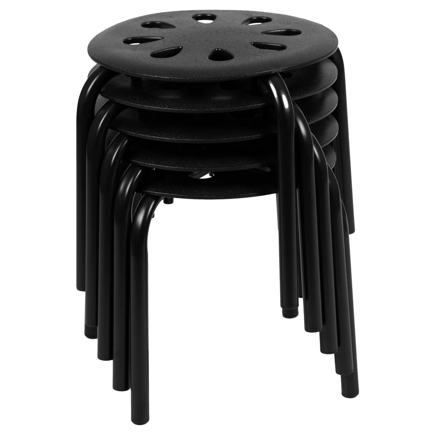 Bentley Plastic Nesting Stack Stools, 11.5"Height, Black (5 Pack) Black LE-S2-BLACK-GG