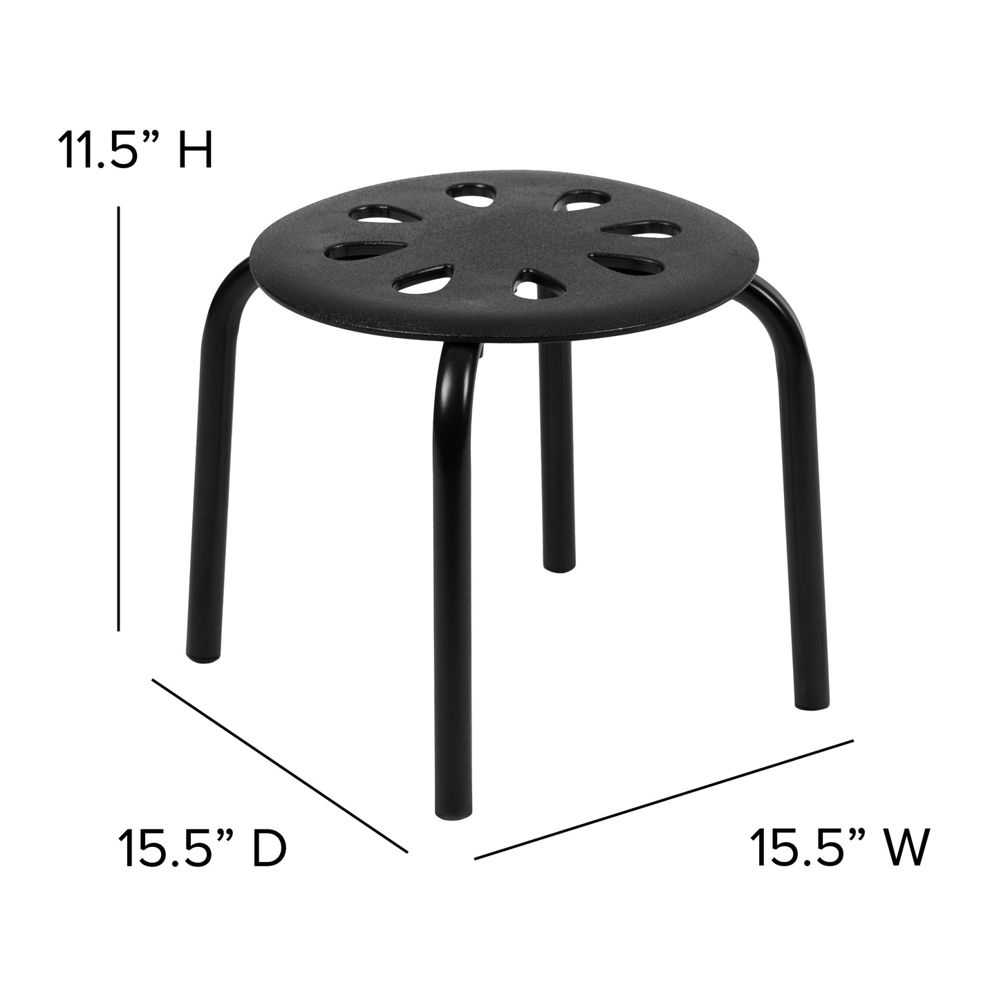 Bentley Plastic Nesting Stack Stools, 11.5"Height, Black (5 Pack) Black LE-S2-BLACK-GG