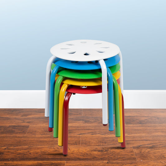 Bentley Plastic Nesting Stack Stools, 11.5"Height, Assorted Colors (5 Pack) Assorted