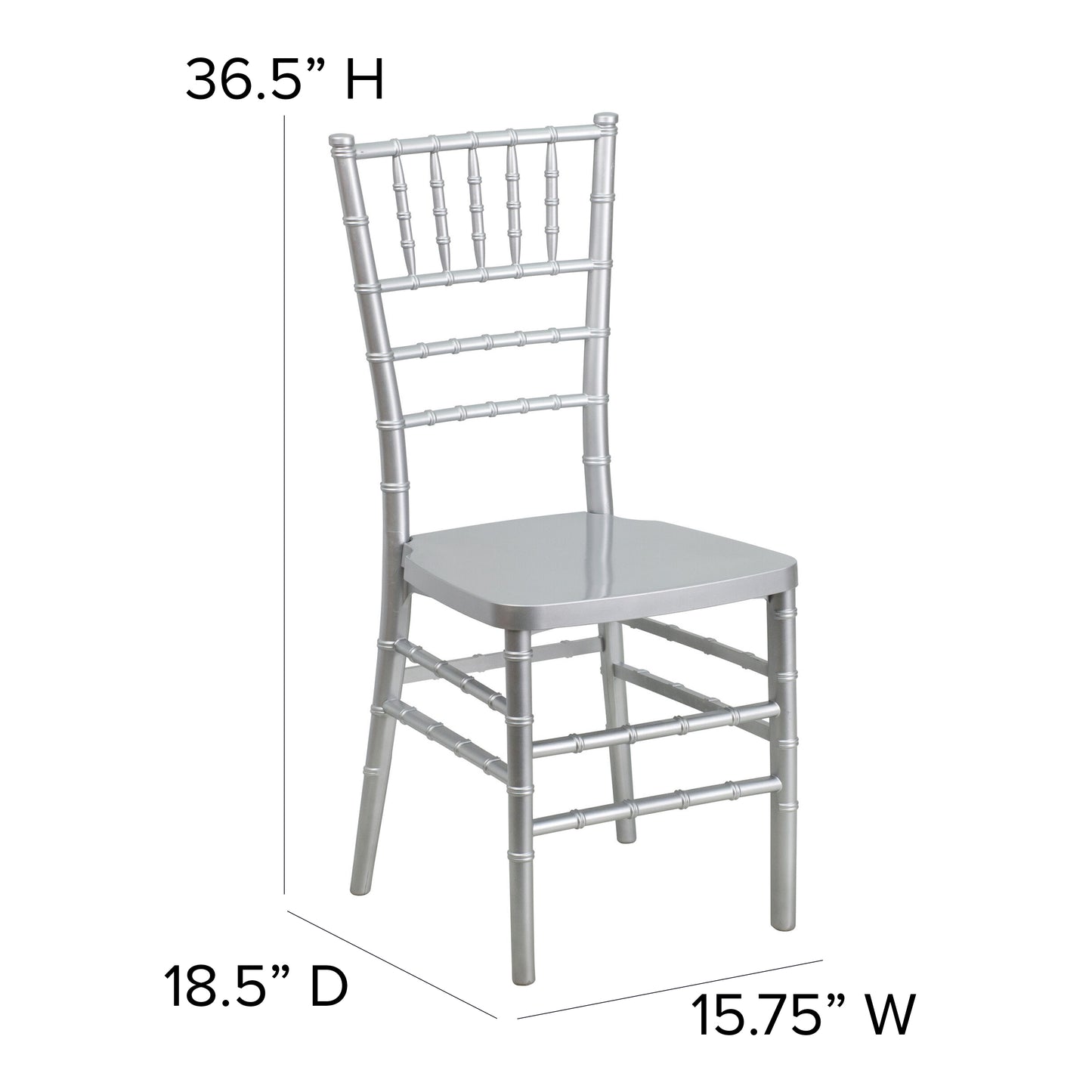 HERCULES PREMIUM Series Silver Resin Stacking Chiavari Chair Silver