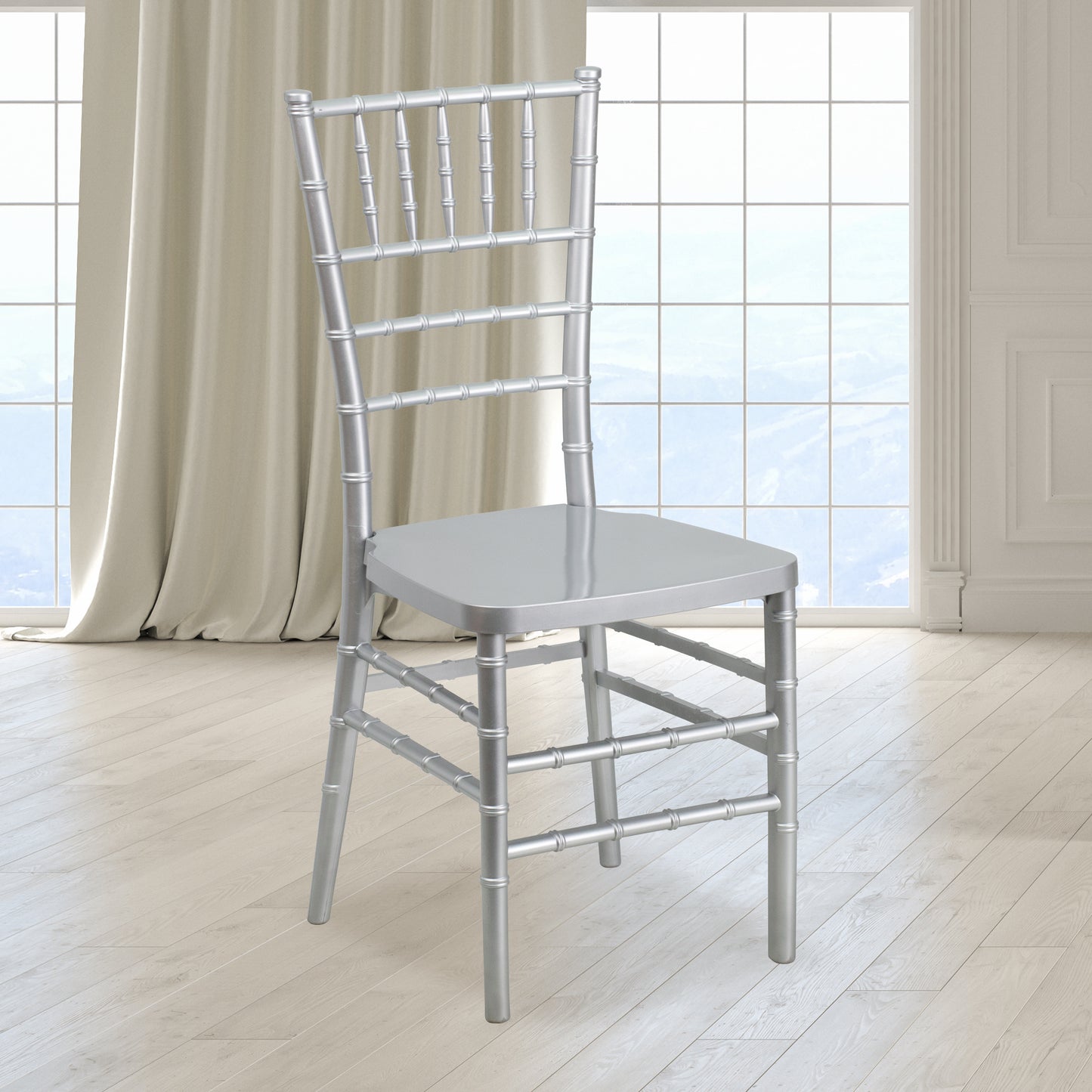 HERCULES PREMIUM Series Silver Resin Stacking Chiavari Chair Silver