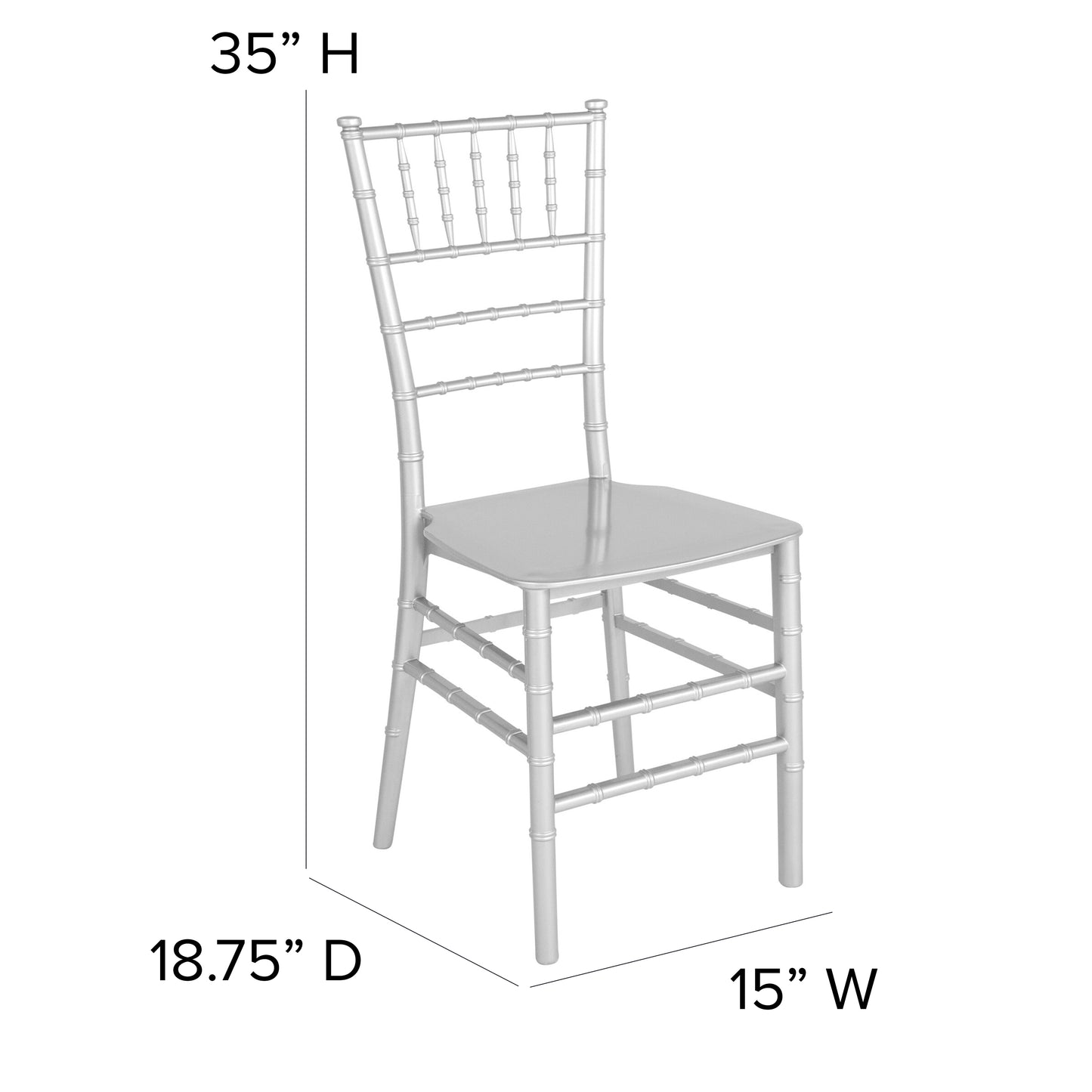 HERCULES Series Silver Resin Stacking Chiavari Chair Silver