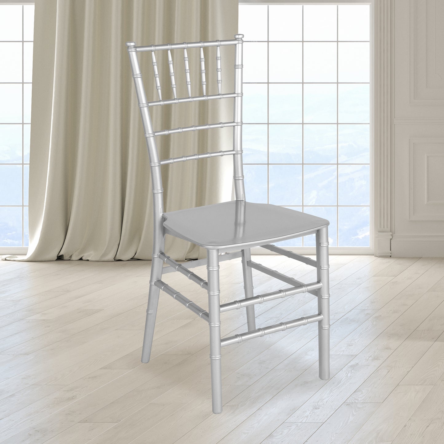 HERCULES Series Silver Resin Stacking Chiavari Chair Silver