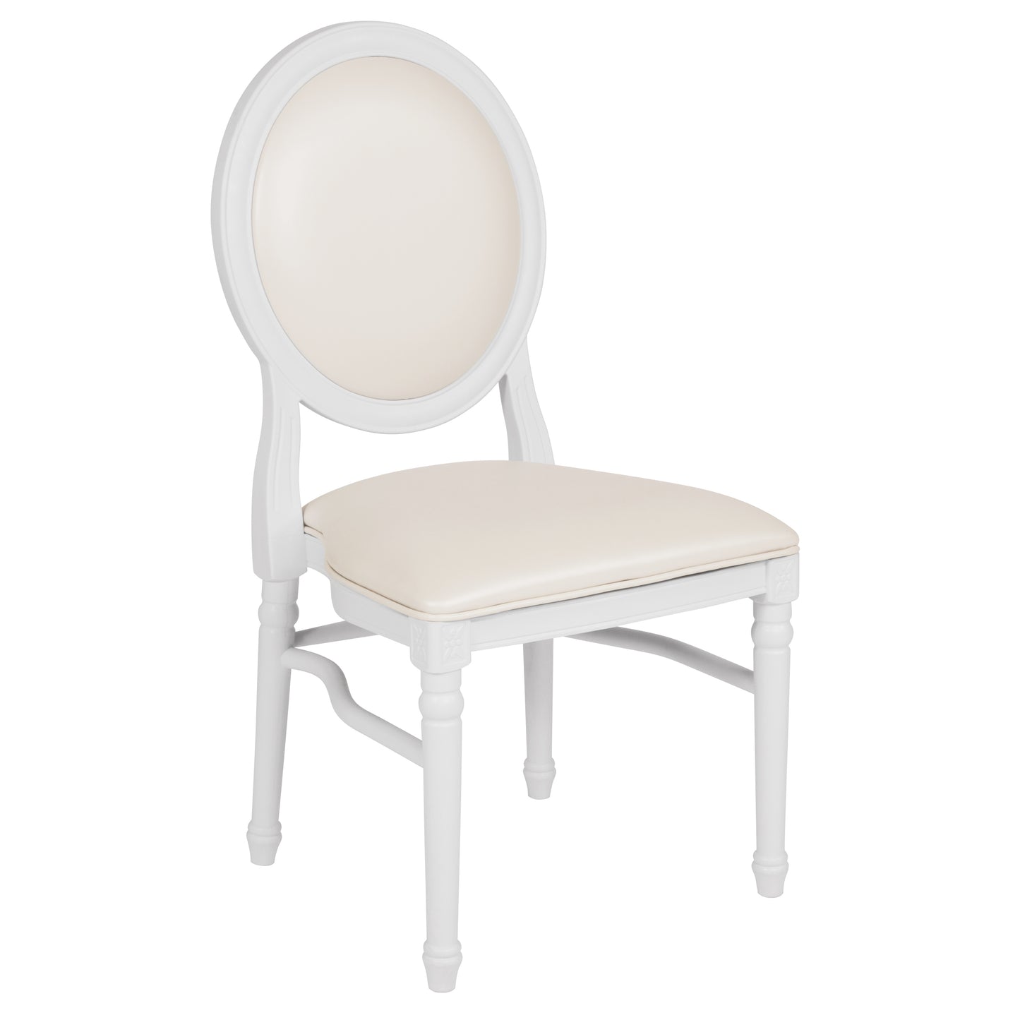 HERCULES Series 900 lb. Capacity King Louis Chair with White Vinyl Back and Seat and White Frame White Vinyl/White Frame
