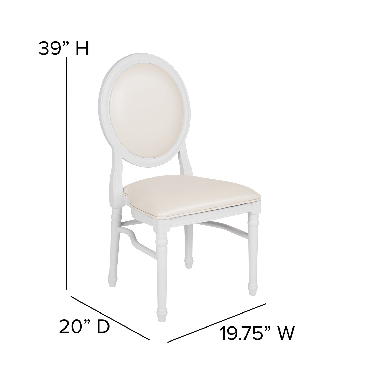 HERCULES Series 900 lb. Capacity King Louis Chair with White Vinyl Back and Seat and White Frame White Vinyl/White Frame