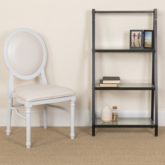 HERCULES Series 900 lb. Capacity King Louis Chair with White Vinyl Back and Seat and White Frame White Vinyl/White Frame