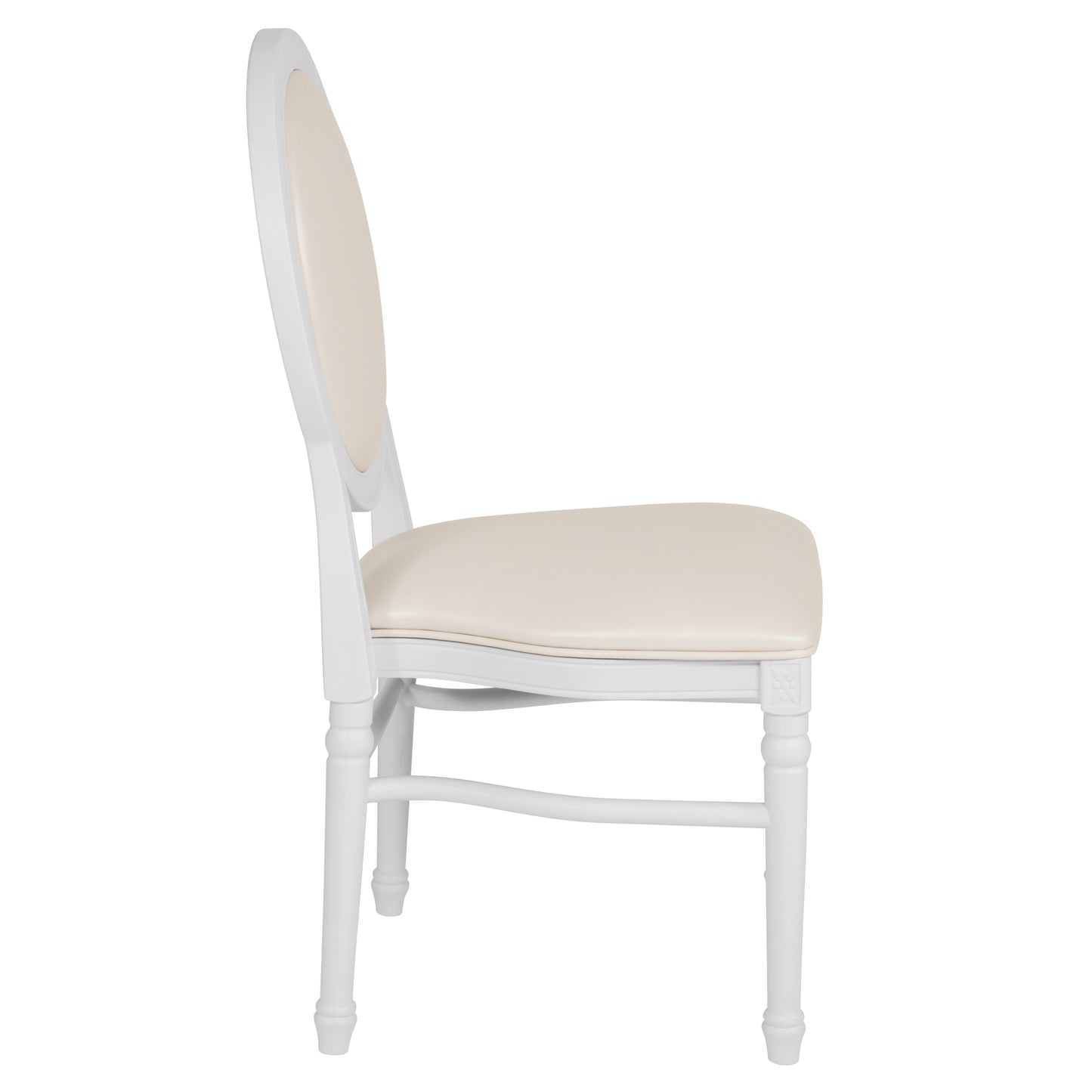 HERCULES Series 900 lb. Capacity King Louis Chair with White Vinyl Back and Seat and White Frame White Vinyl/White Frame