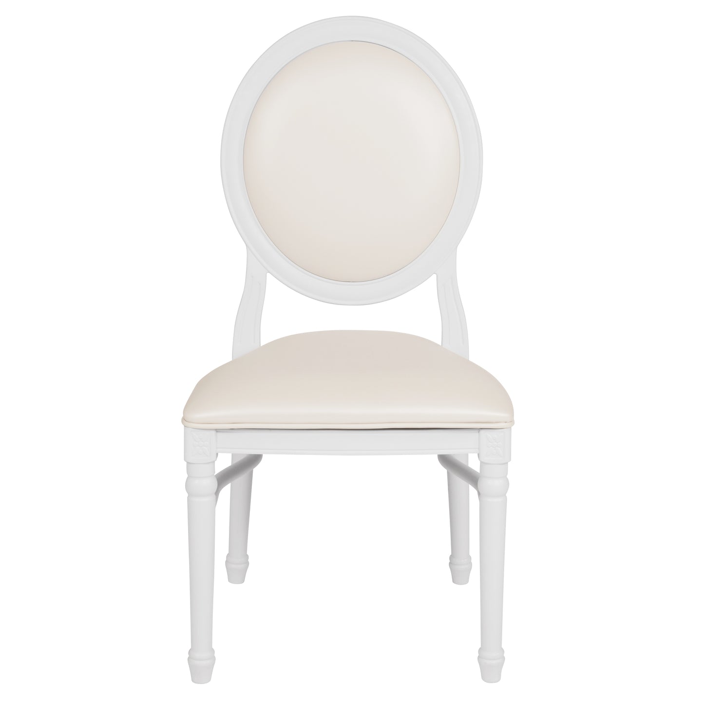 HERCULES Series 900 lb. Capacity King Louis Chair with White Vinyl Back and Seat and White Frame White Vinyl/White Frame