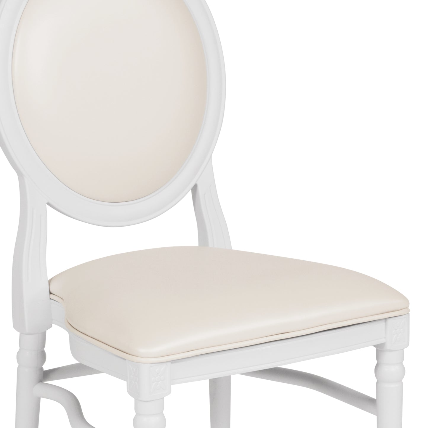 HERCULES Series 900 lb. Capacity King Louis Chair with White Vinyl Back and Seat and White Frame White Vinyl/White Frame