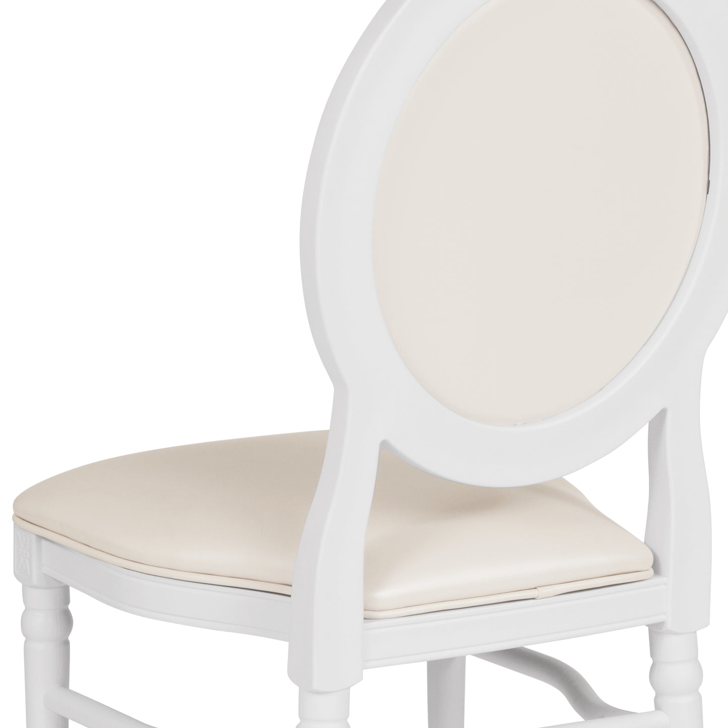 HERCULES Series 900 lb. Capacity King Louis Chair with White Vinyl Back and Seat and White Frame White Vinyl/White Frame