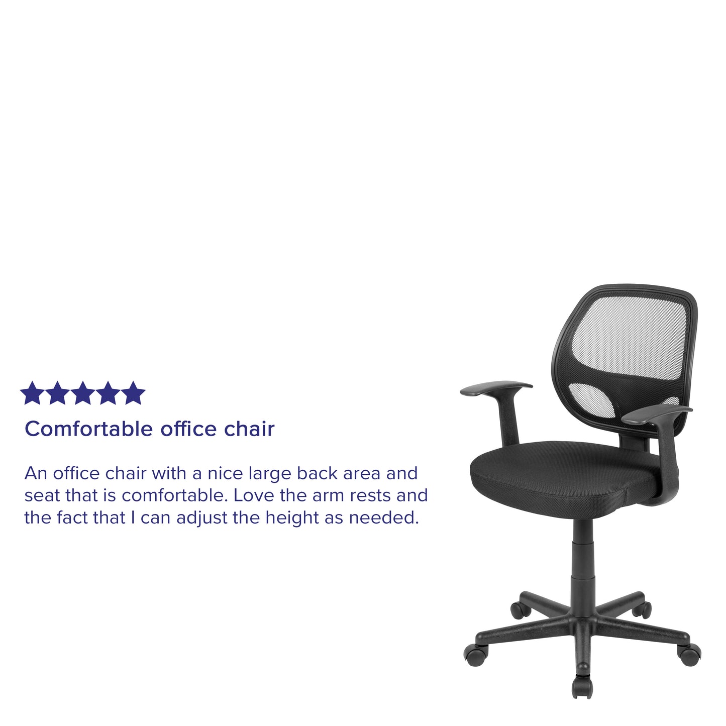 Flash Fundamentals Mid-Back Black Mesh Swivel Ergonomic Task Office Chair with Arms Black