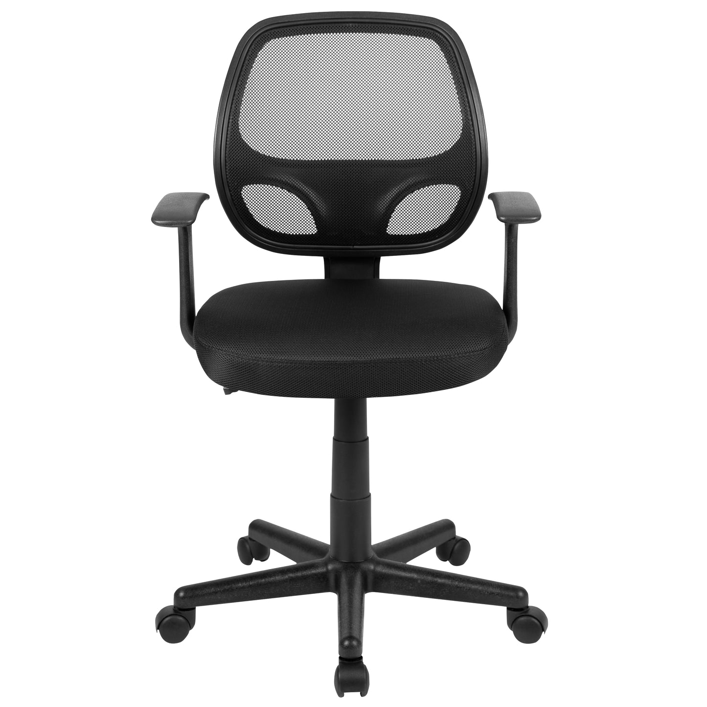 Flash Fundamentals Mid-Back Black Mesh Swivel Ergonomic Task Office Chair with Arms Black