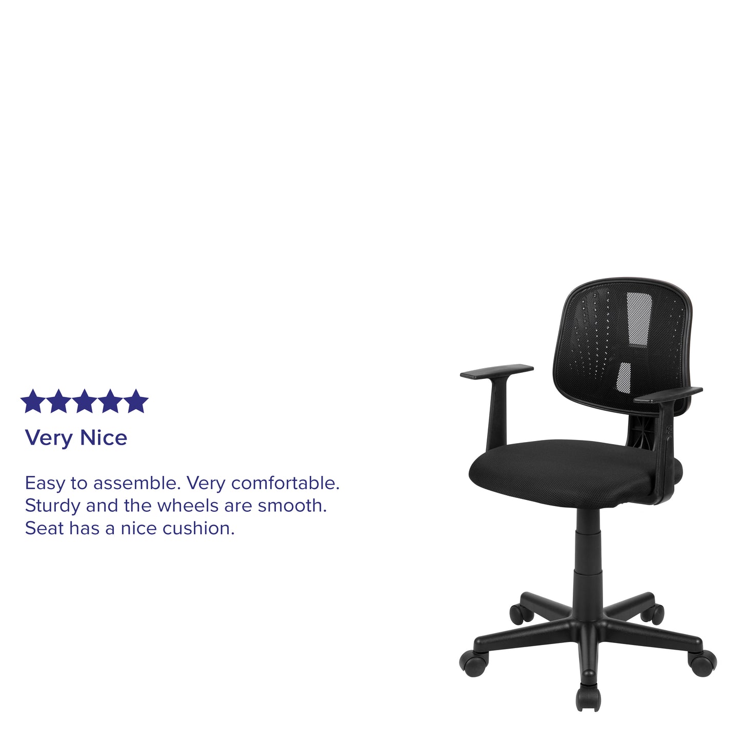 Flash Fundamentals Mid-Back Black Mesh Swivel Task Office Chair with Pivot Back and Arms Black