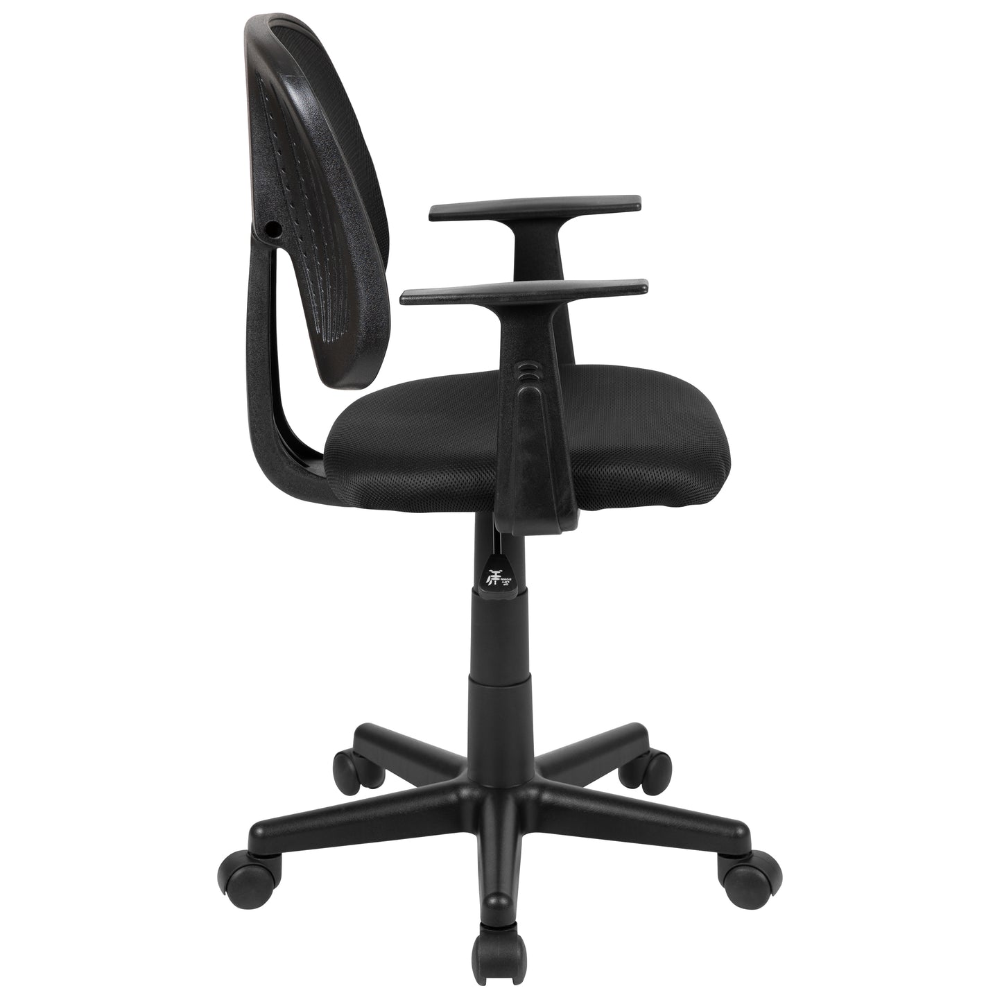 Flash Fundamentals Mid-Back Black Mesh Swivel Task Office Chair with Pivot Back and Arms Black