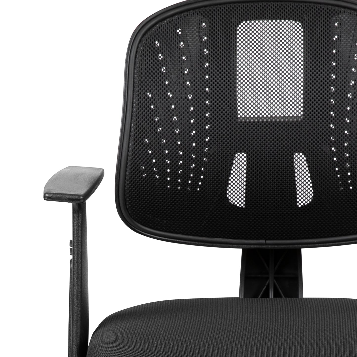 Flash Fundamentals Mid-Back Black Mesh Swivel Task Office Chair with Pivot Back and Arms Black