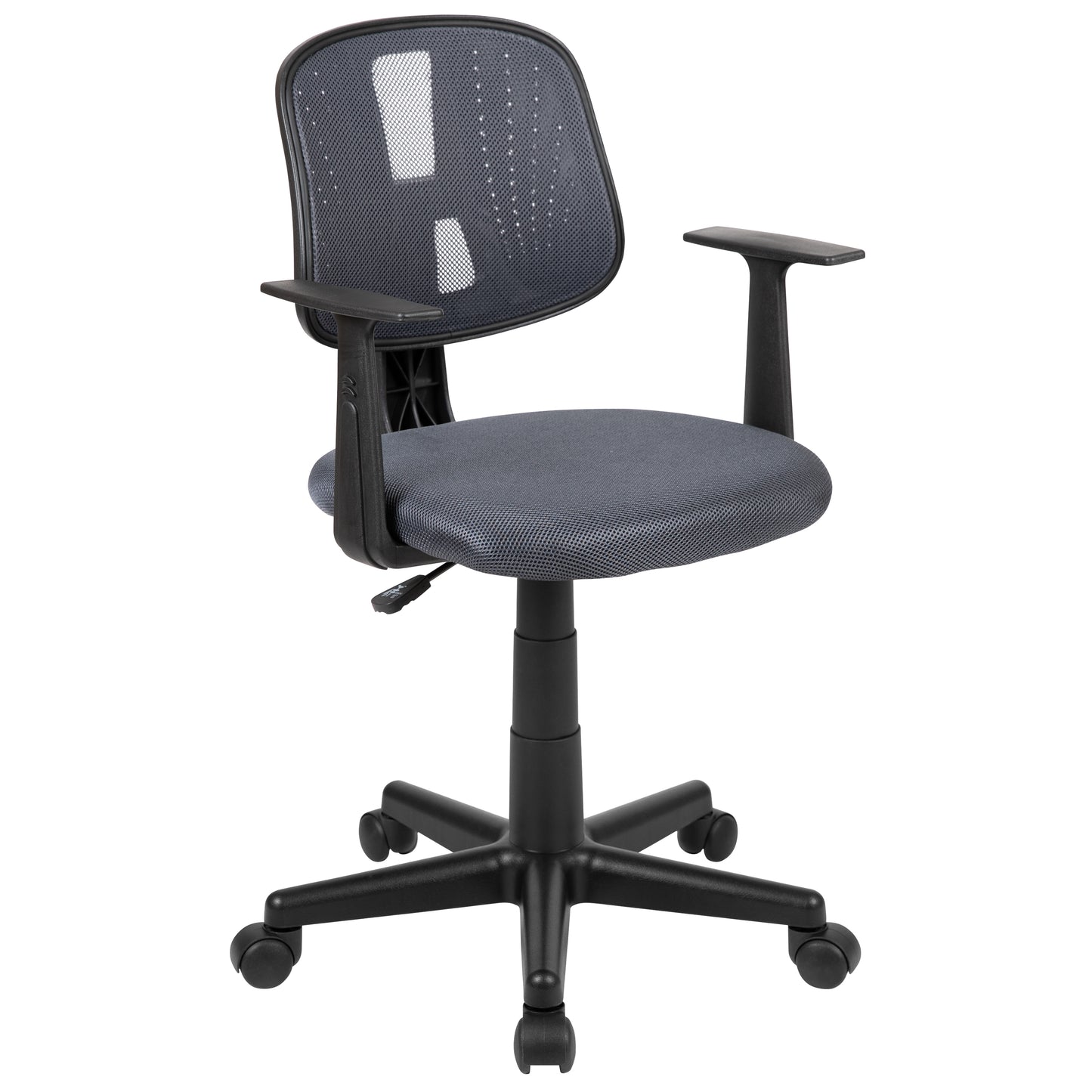 Flash Fundamentals Mid-Back Gray Mesh Swivel Task Office Chair with Pivot Back and Arms Gray