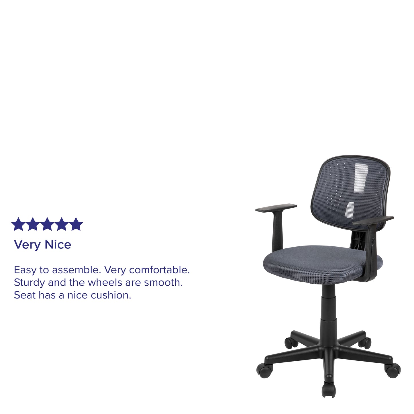 Flash Fundamentals Mid-Back Gray Mesh Swivel Task Office Chair with Pivot Back and Arms Gray