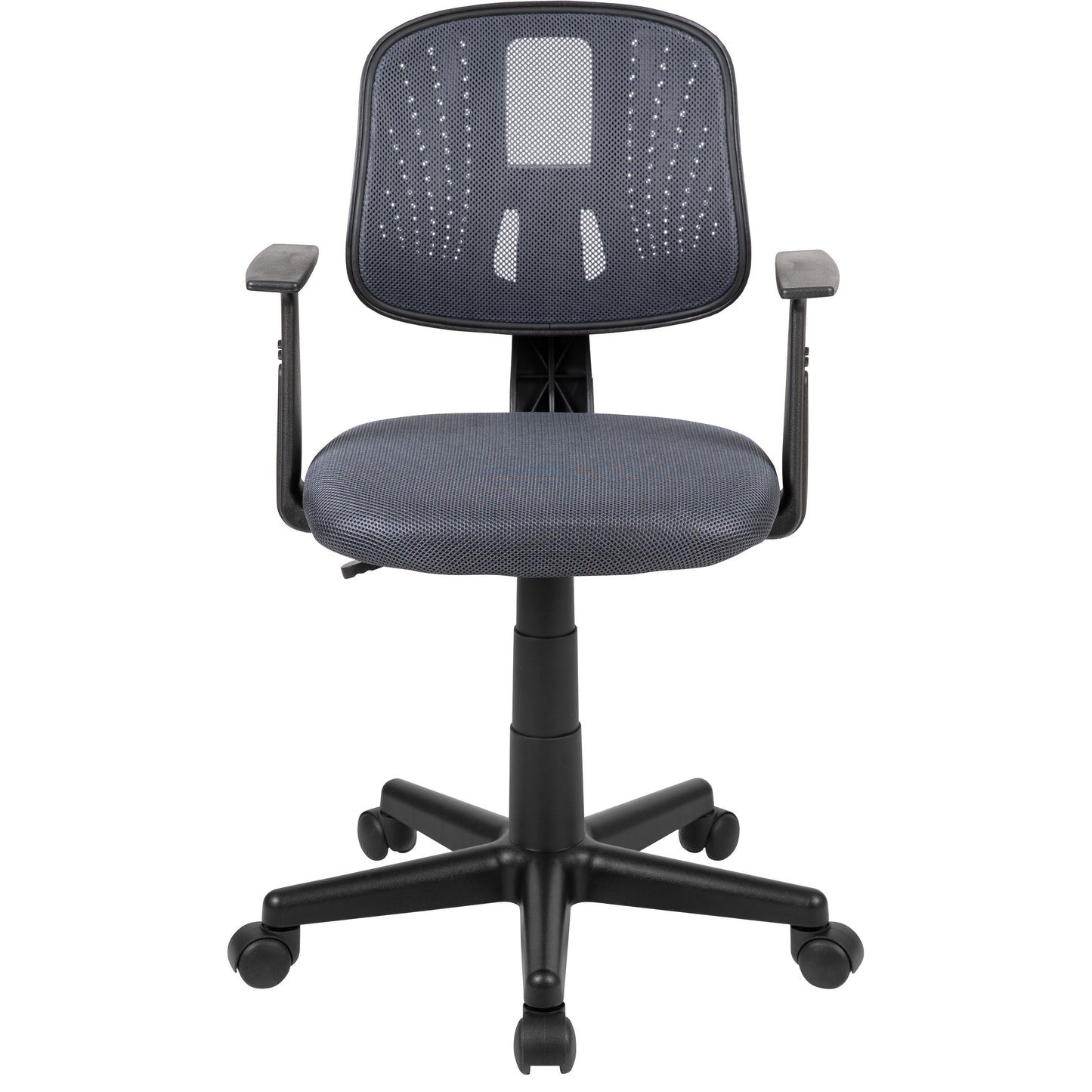 Flash Fundamentals Mid-Back Gray Mesh Swivel Task Office Chair with Pivot Back and Arms Gray
