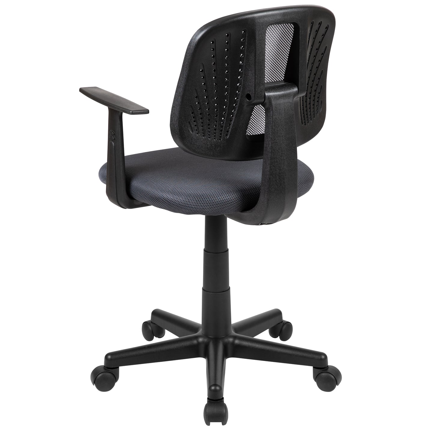 Flash Fundamentals Mid-Back Gray Mesh Swivel Task Office Chair with Pivot Back and Arms Gray