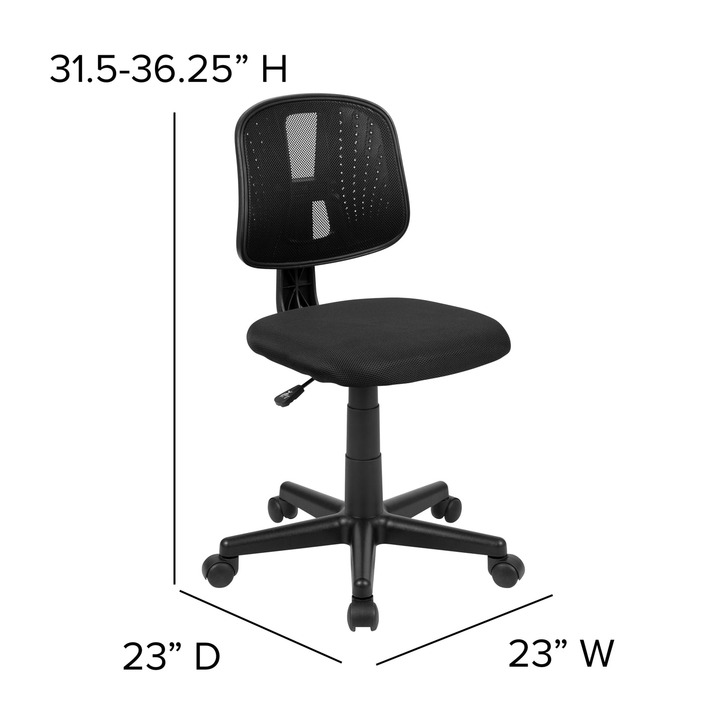 Flash Fundamentals Mid-Back Black Mesh Swivel Task Office Chair with Pivot Back Black