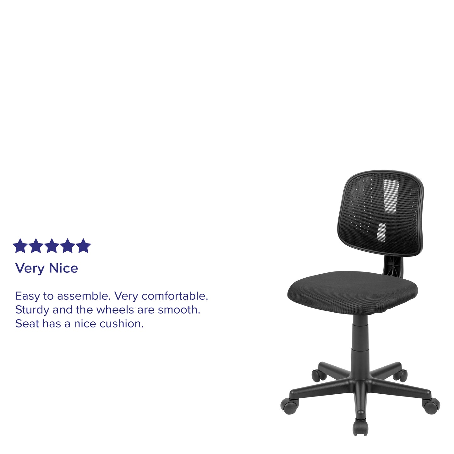 Flash Fundamentals Mid-Back Black Mesh Swivel Task Office Chair with Pivot Back Black