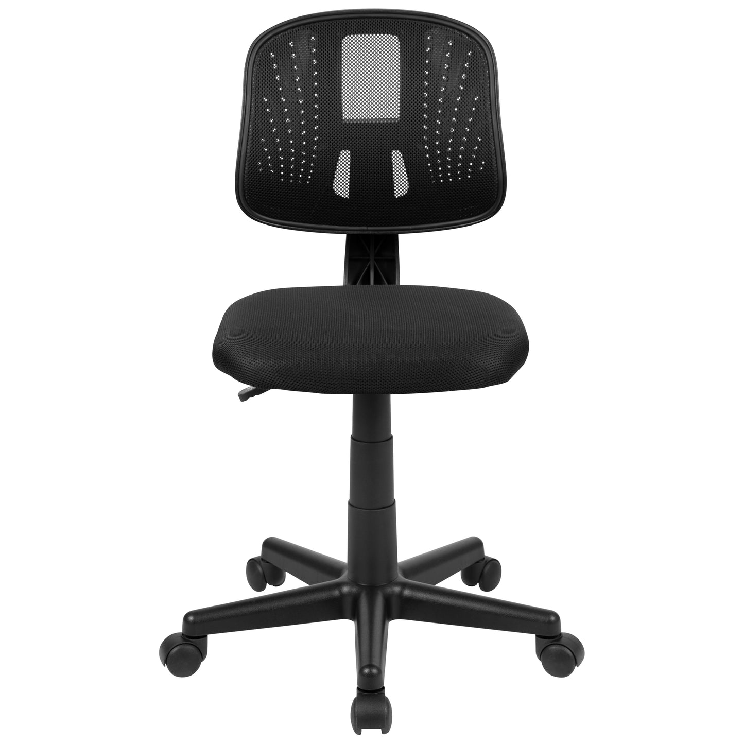 Flash Fundamentals Mid-Back Black Mesh Swivel Task Office Chair with Pivot Back Black