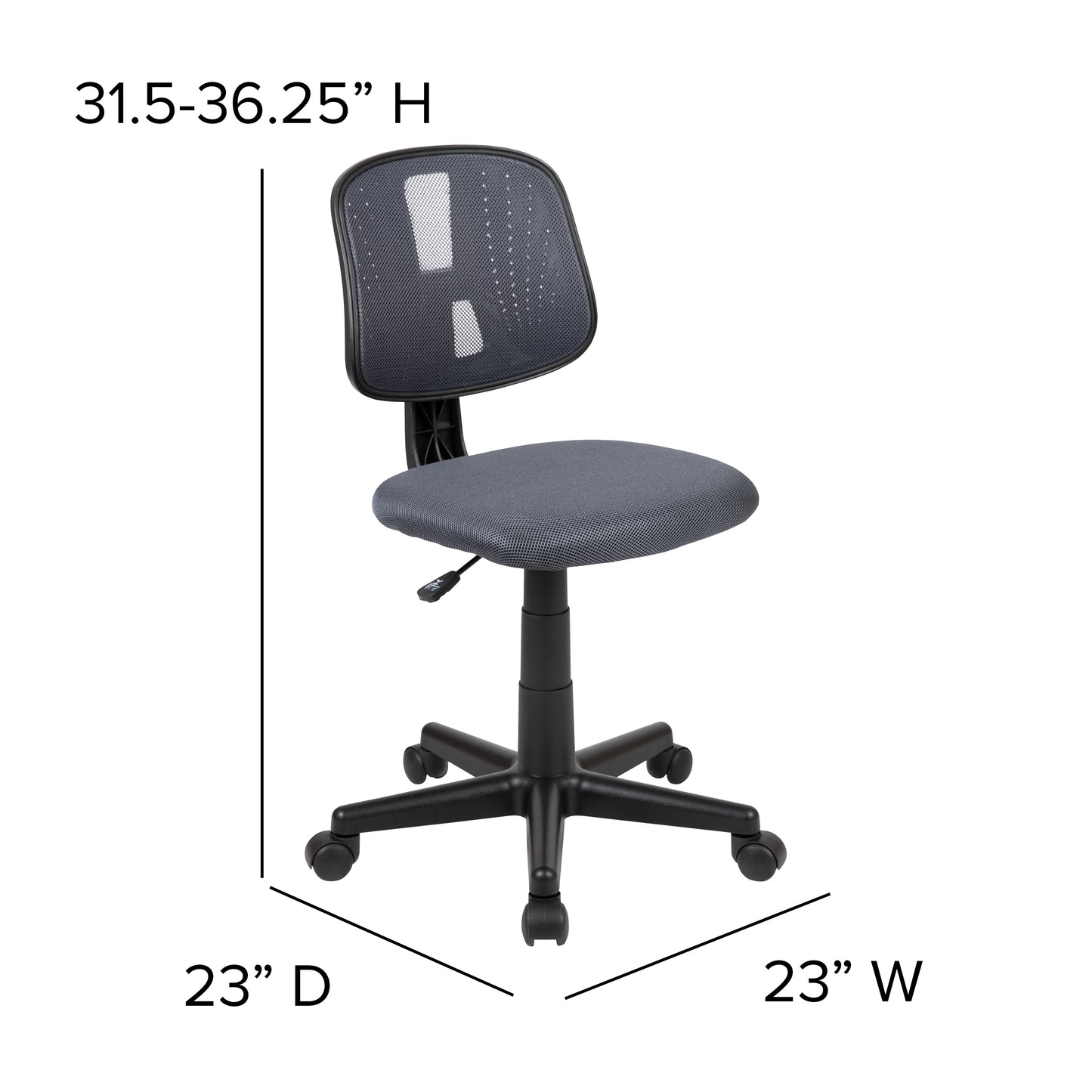 Flash Fundamentals Mid-Back Gray Mesh Swivel Task Office Chair with Pivot Back Gray