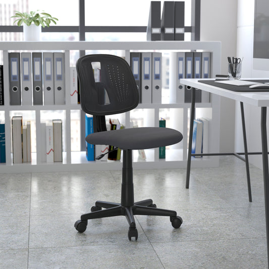 Flash Fundamentals Mid-Back Gray Mesh Swivel Task Office Chair with Pivot Back Gray LF-134-GY-GG