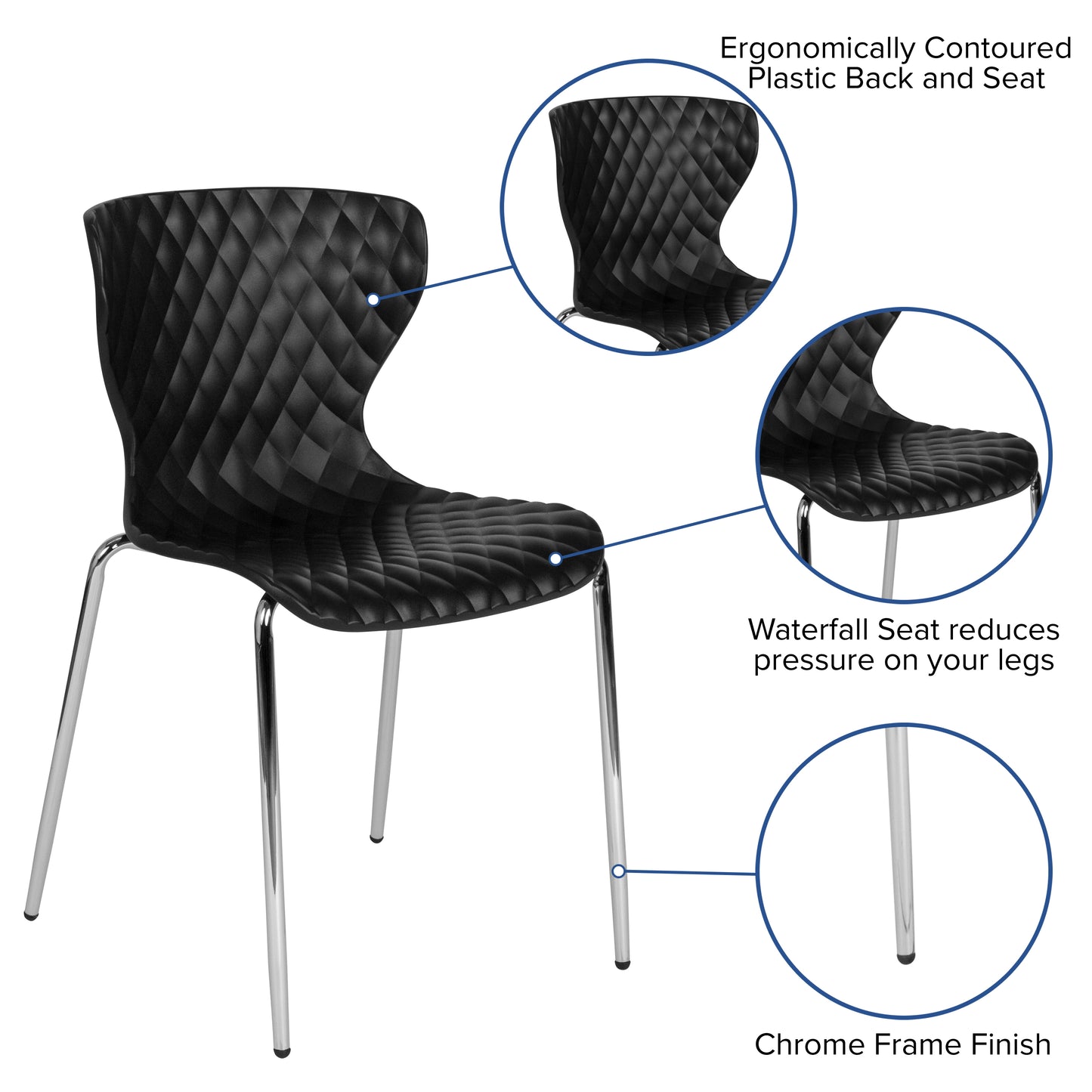 Lowell Contemporary Design Black Plastic Stack Chair Black