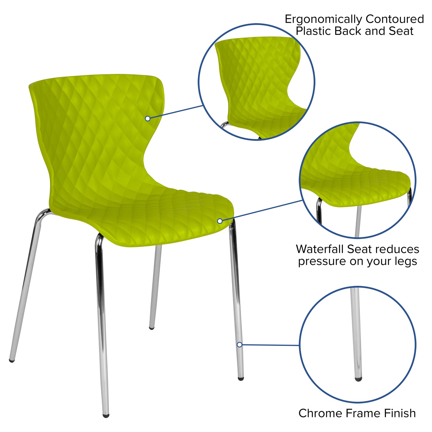 Lowell Contemporary Design Citrus Green Plastic Stack Chair Citrus Green