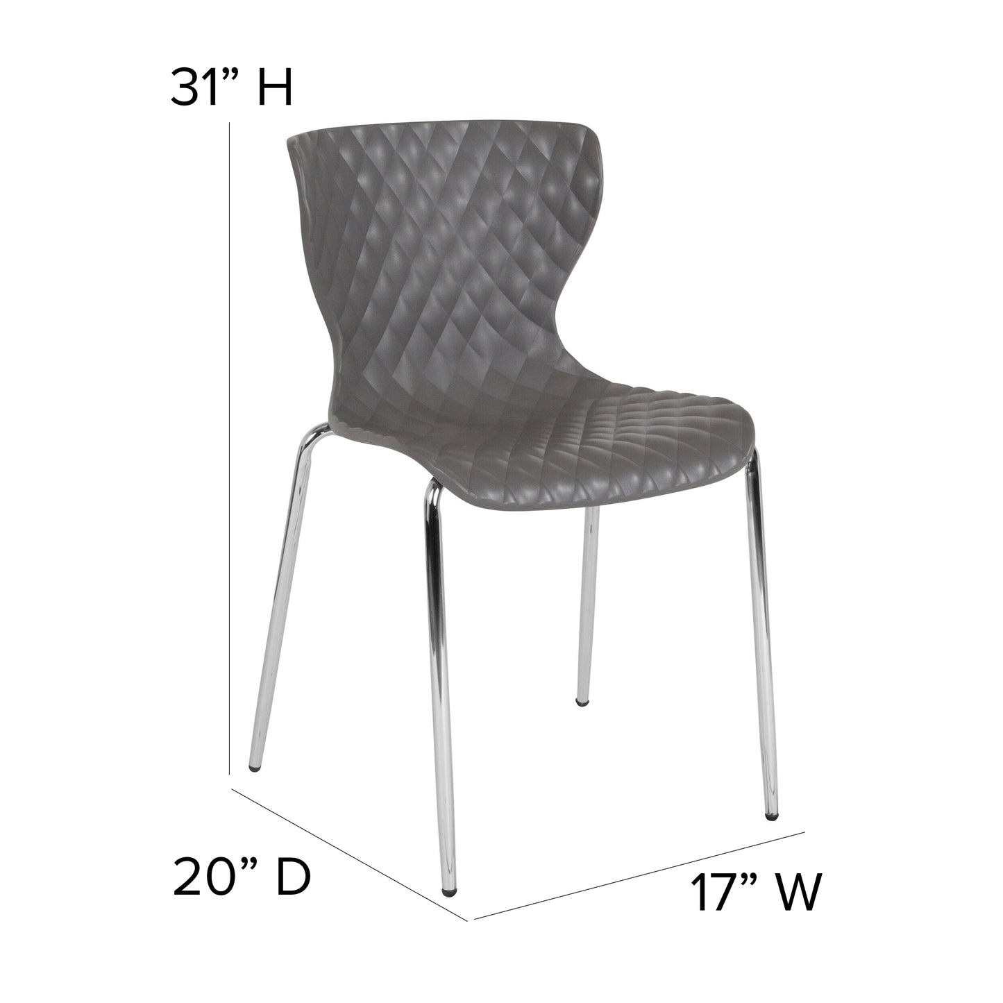Lowell Contemporary Design Gray Plastic Stack Chair Gray