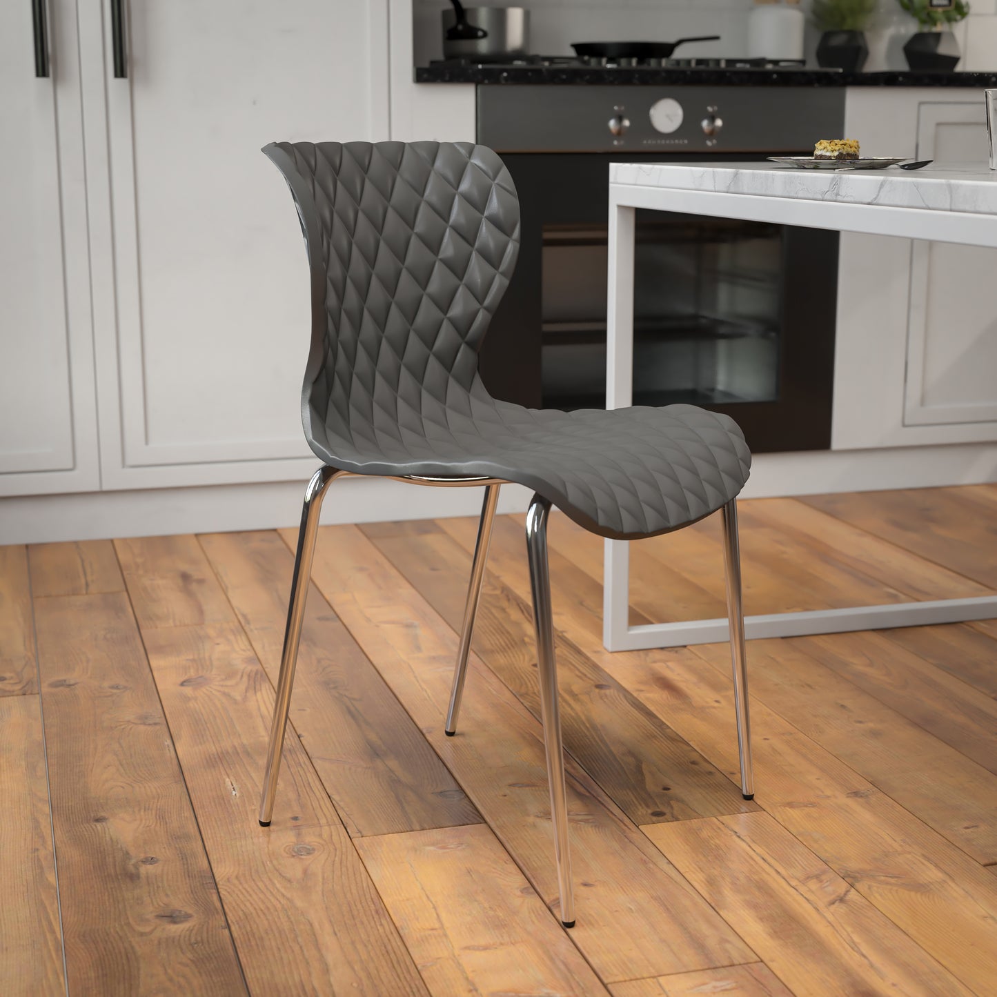 Lowell Contemporary Design Gray Plastic Stack Chair Gray