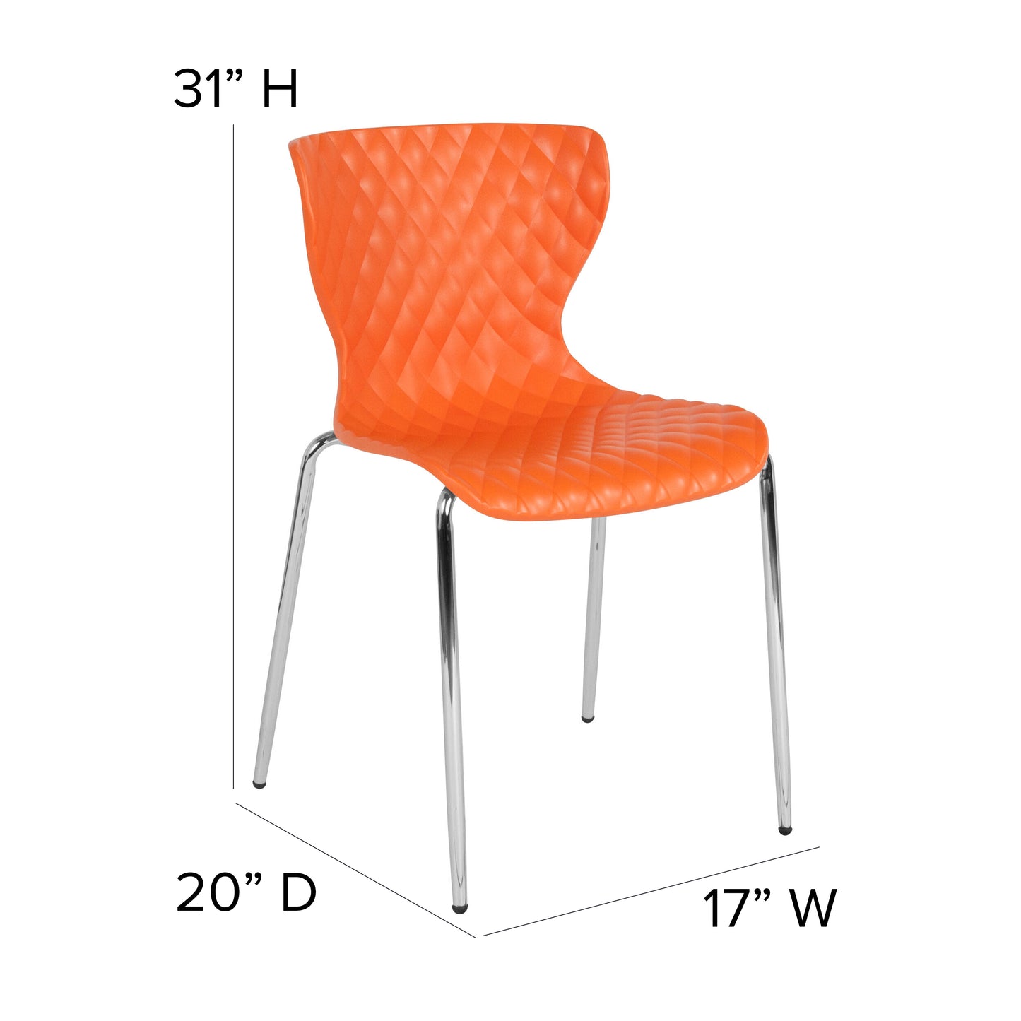 Lowell Contemporary Design Orange Plastic Stack Chair Orange LF-7-07C-ORNG-GG