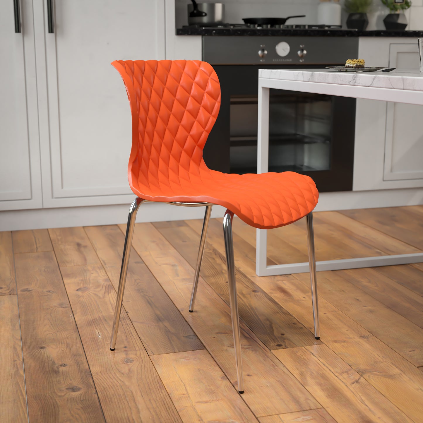 Lowell Contemporary Design Orange Plastic Stack Chair Orange LF-7-07C-ORNG-GG