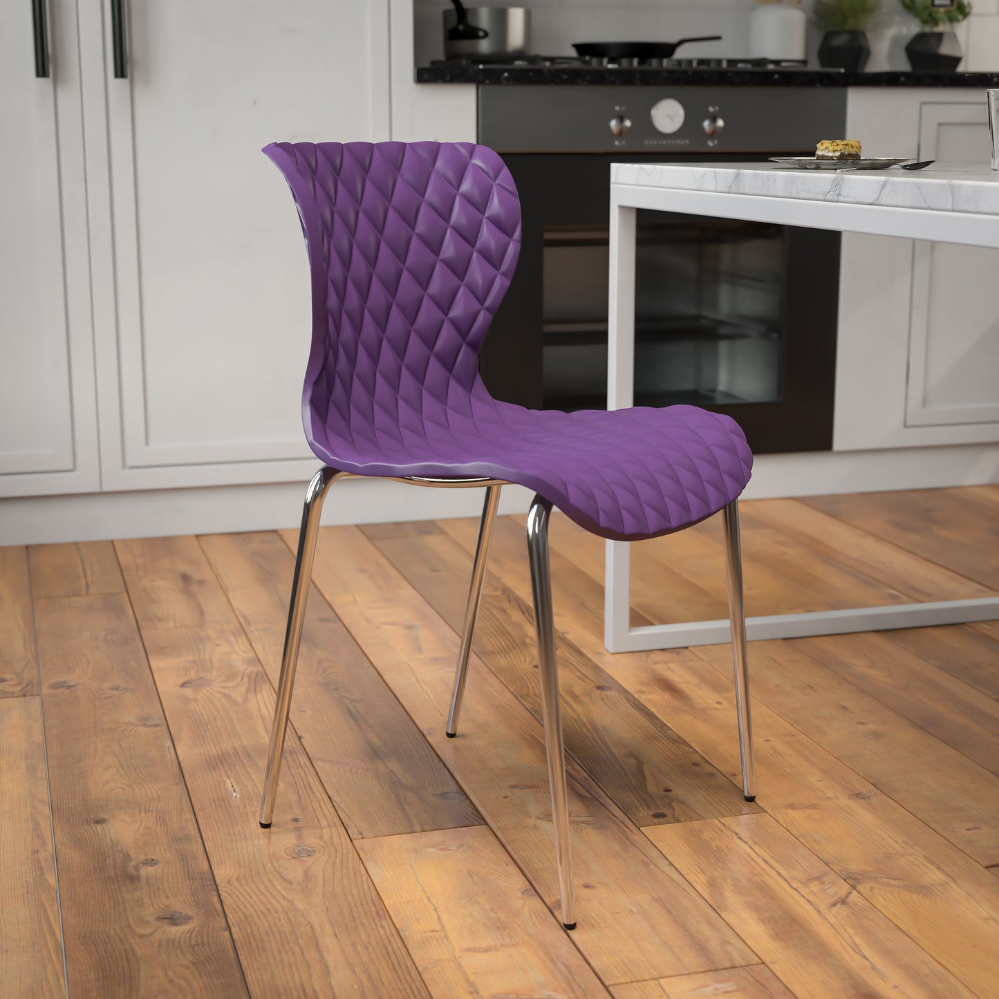 Lowell Contemporary Design Purple Plastic Stack Chair Purple