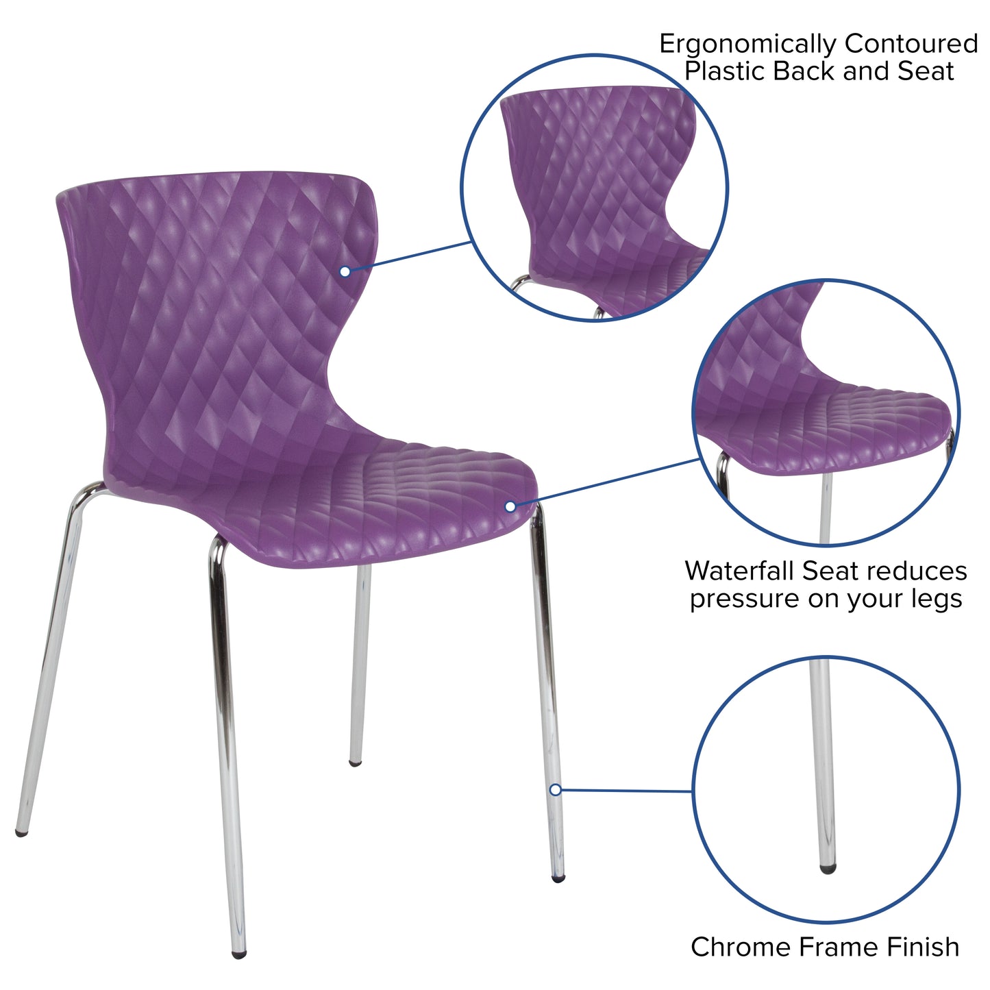 Lowell Contemporary Design Purple Plastic Stack Chair Purple