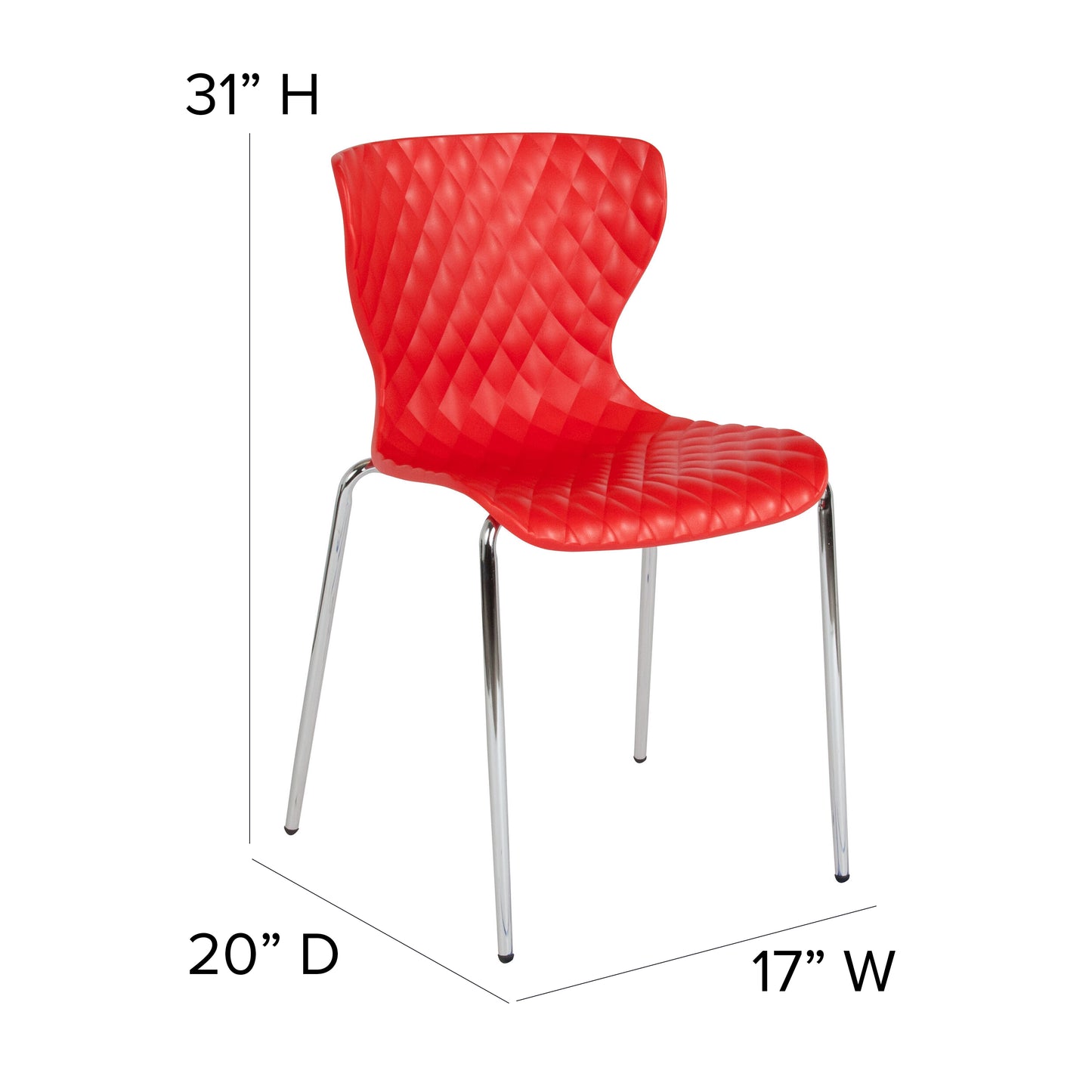 Lowell Contemporary Design Red Plastic Stack Chair Red
